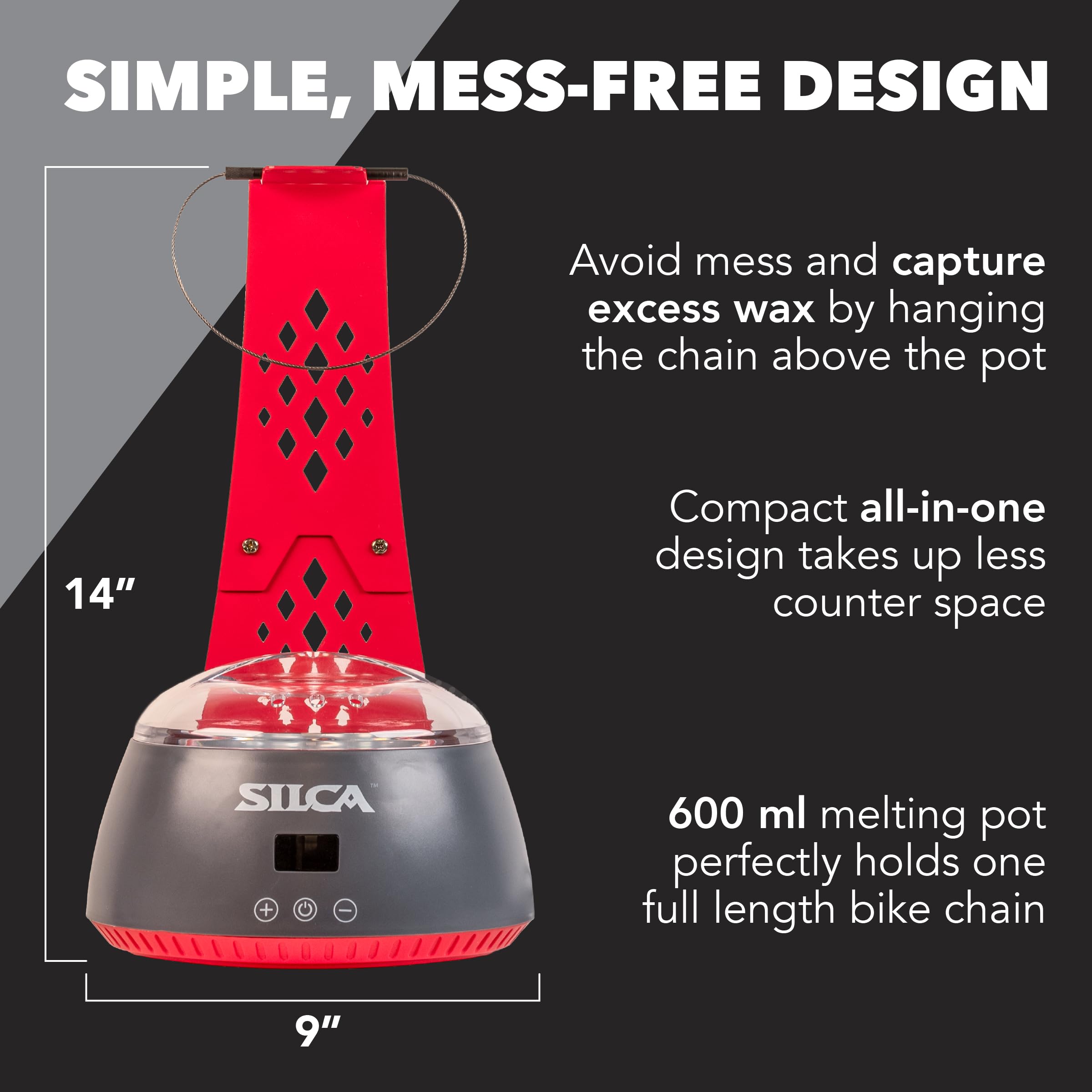SILCA Bicycle Chain Wax Melting System – Simple, Mess-Free Bike Chain Waxing Pot (600ml) with Precise Temperature Control, Integrated Cooling Rack, and Quick Melting Technology - Image 3