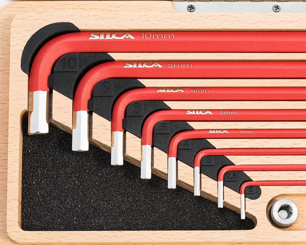 SILCA HX-ONE Home Allen Key Set | L - Wrench Tool KIT | Texture Coated Swiss tool Steel | Magnetic 6mm Driver for included 1/4" bits | Metric HEX/TORX | CNC machined Wood Case - Image 4