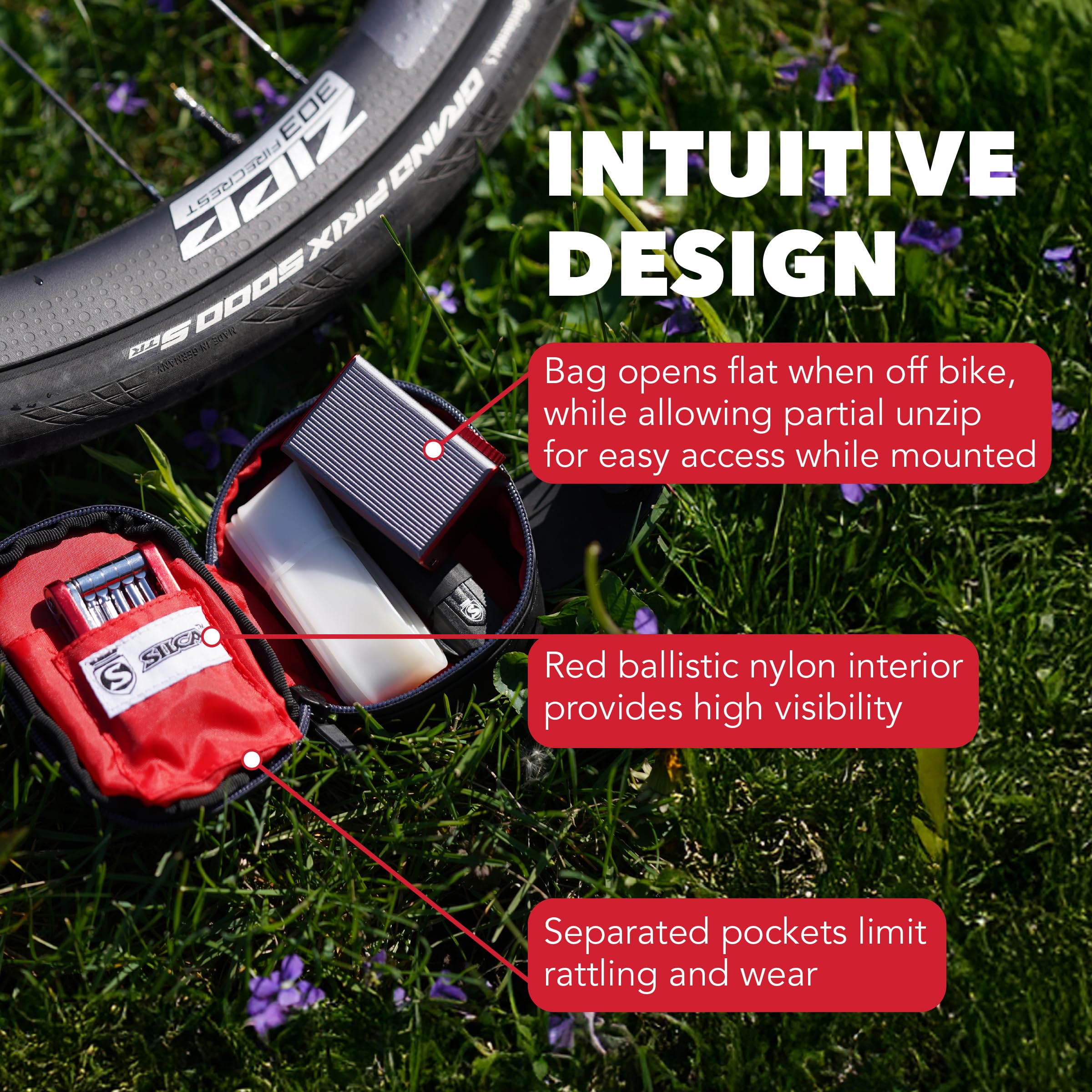 SILCA Mattone Bike Saddle Bag - .5L Capacity - Compact Under Seat Bicycle Bag for Road, Gravel, and Mountain Bikes - Easy to Access, Secure, and Durable - BOA Closure & Waterproof Zipper - Image 4