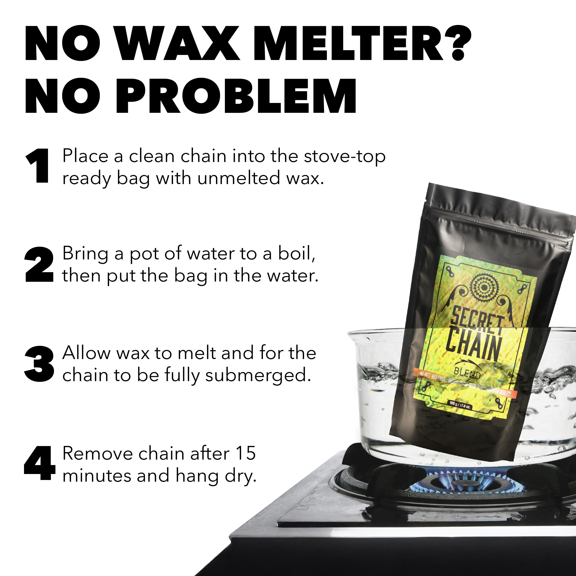 SILCA Secret Bike Chain Wax Blend, 500g - Hot Melt Wax Bicycle Chain Lube with Nano Tungsten Disulfide - The Fastest Lubricant On The Market - Easy Boiler Bag Application - Image 4