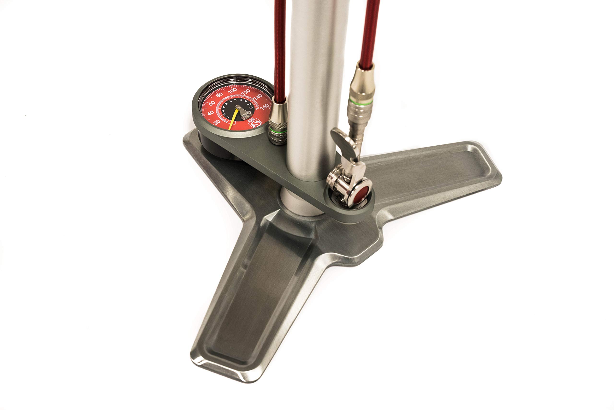 SILCA Super Pista Ultimate Floor Pump | Hiro Edition Chuck | 160psi Gauge | Braided Steel Hose | Rosewood Handle - Image 3