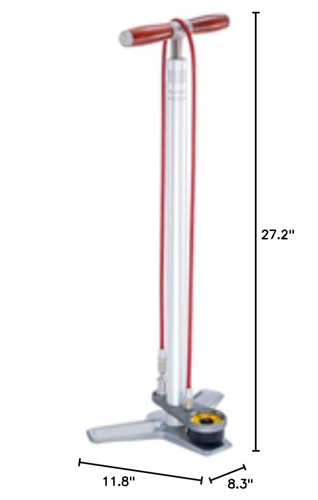 SILCA Super Pista Ultimate Floor Pump | Hiro Edition Chuck | 160psi Gauge | Braided Steel Hose | Rosewood Handle - Image 7