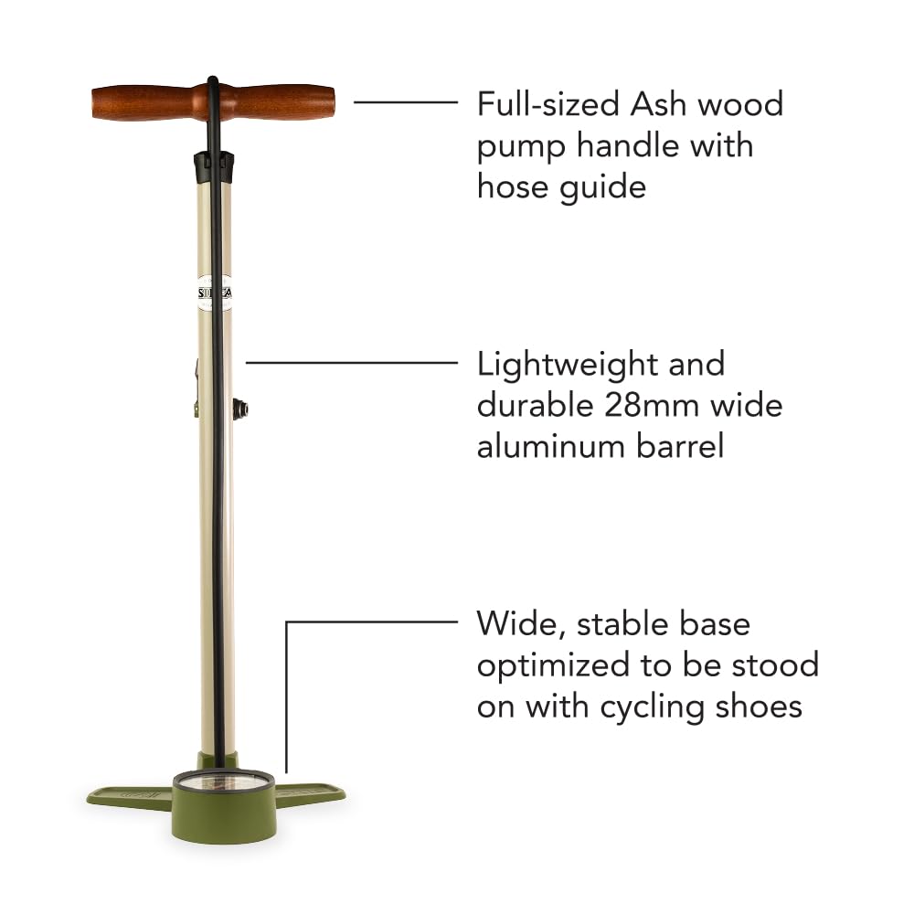 SILCA Terra Bike Floor Pump with Gauge – High Pressure Bicycle Pump for Presta & Schrader Valves – Gravel, Road & Tubeless Bike Tire Pump – Non-Linear 2-Stage Gauge, All-Metal Construction – 120 PSI - Image 5